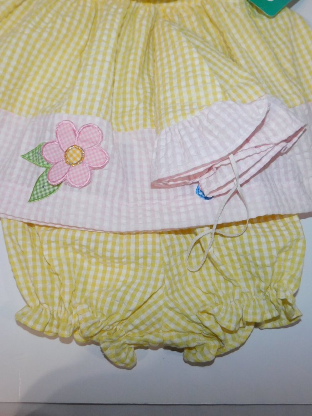 VTG Jo Joe Fashion Yellow Pink Sleeveless Dress Diaper cover & Hat NEW Butterfly - Picture 5 of 9